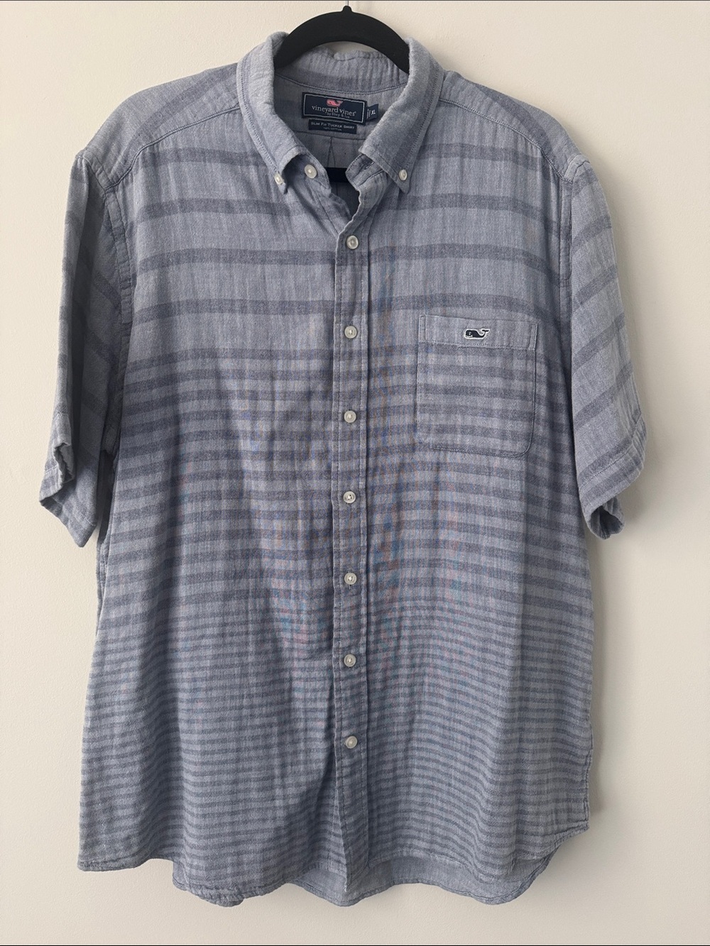 Men’s Vineyard Vines Slim Fit Tucker shirt Blue Stripe Size XL